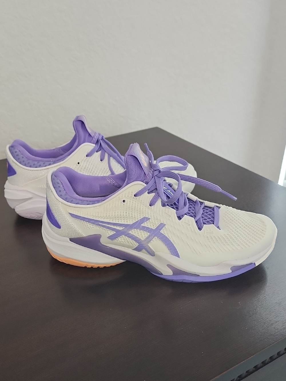 Asics Women's White and Lavender Athletic Court Shoes